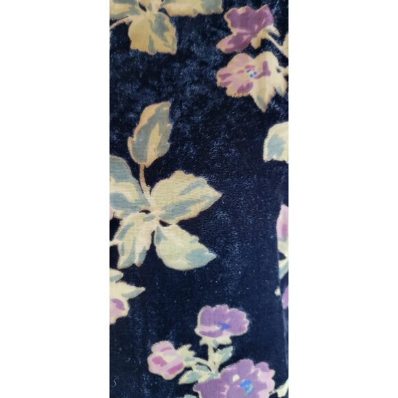 Massimo Fabbro Italy Dress 6 Shift Black Velvet Wine Green Floral Burnout Lined - Picture 2 of 12